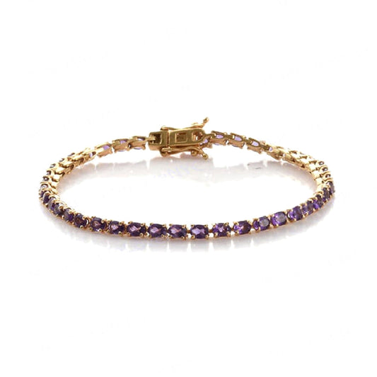 Amethyst Tennis Bracelet – 925 Sterling Silver Gold Plated-0