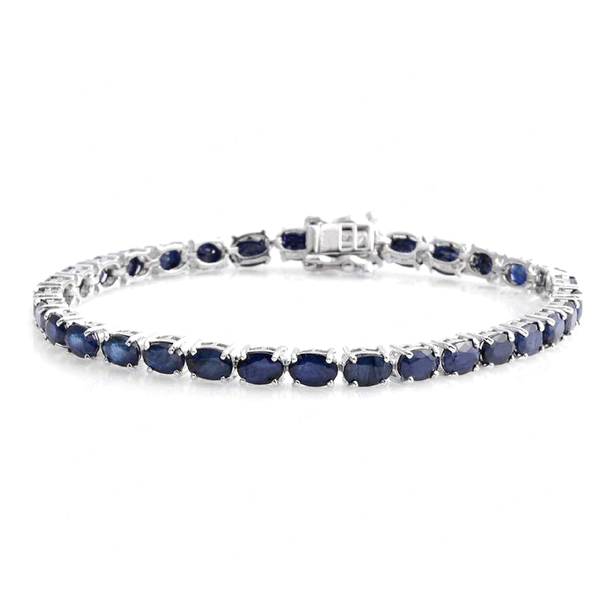 Blue Sapphire Tennis Bracelet – 925 Sterling Silver-0