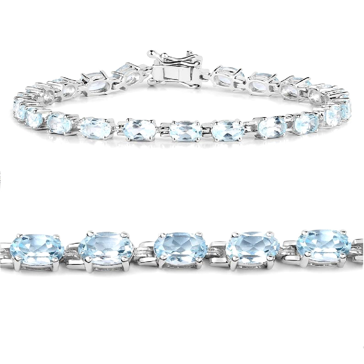 Blue Topaz Tennis Bracelet – 925 Sterling Silver-0