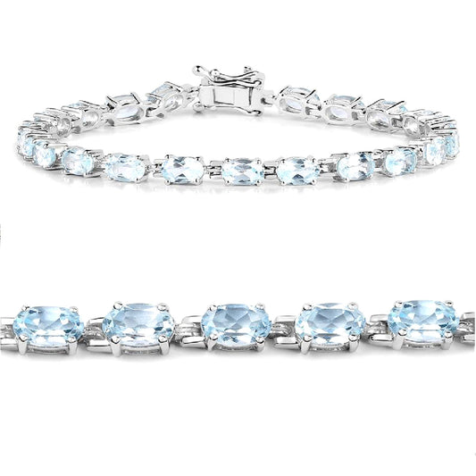 Blue Topaz Tennis Bracelet – 925 Sterling Silver-0
