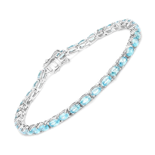 Blue Topaz Tennis Bracelet – 925 Sterling Silver-0