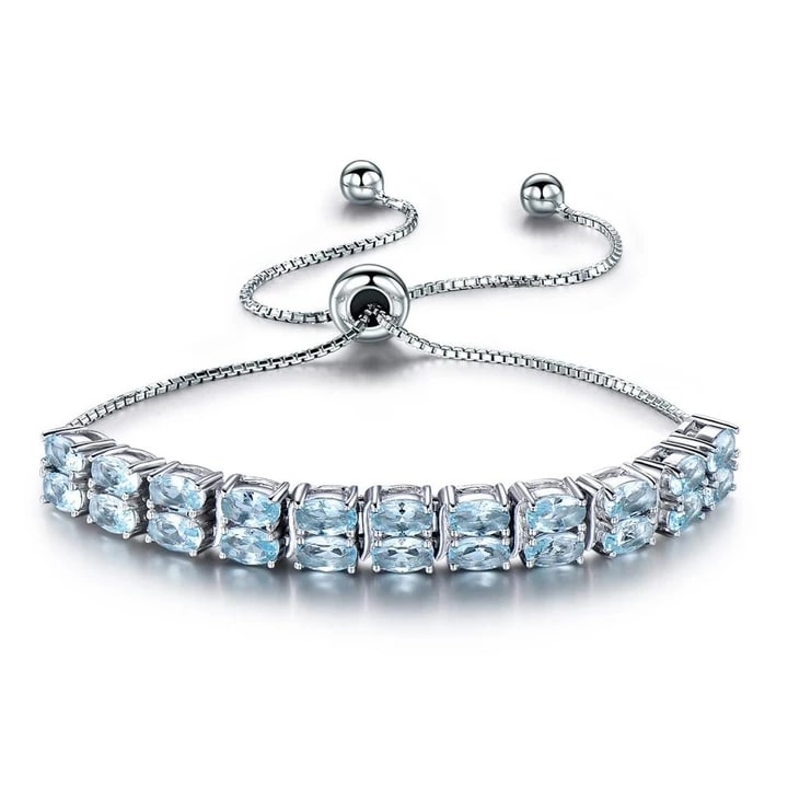 Blue Topaz Tennis Bracelet – 925 Sterling Silver-0
