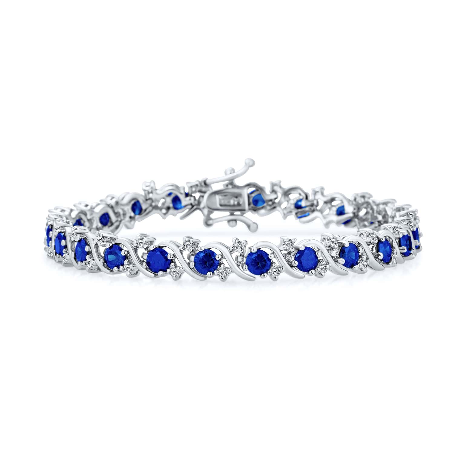 Blue Sapphire Tennis Bracelet – 925 Sterling Silver-0