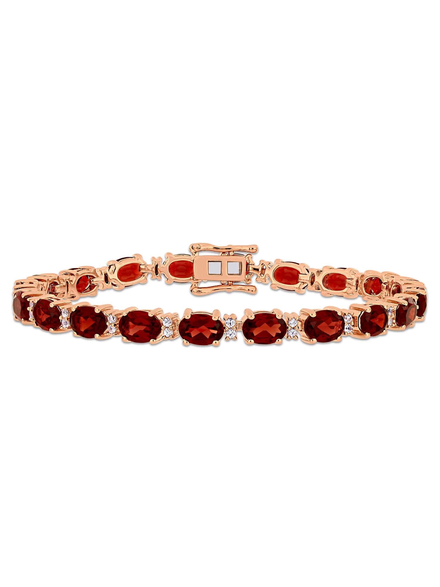 Garnet Tennis Bracelet – 925 Sterling Silver-0