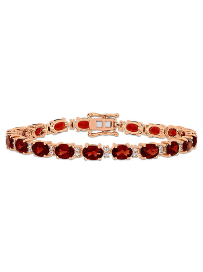 Garnet Tennis Bracelet – 925 Sterling Silver-0