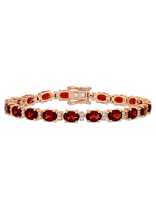 Garnet Tennis Bracelet – 925 Sterling Silver-0