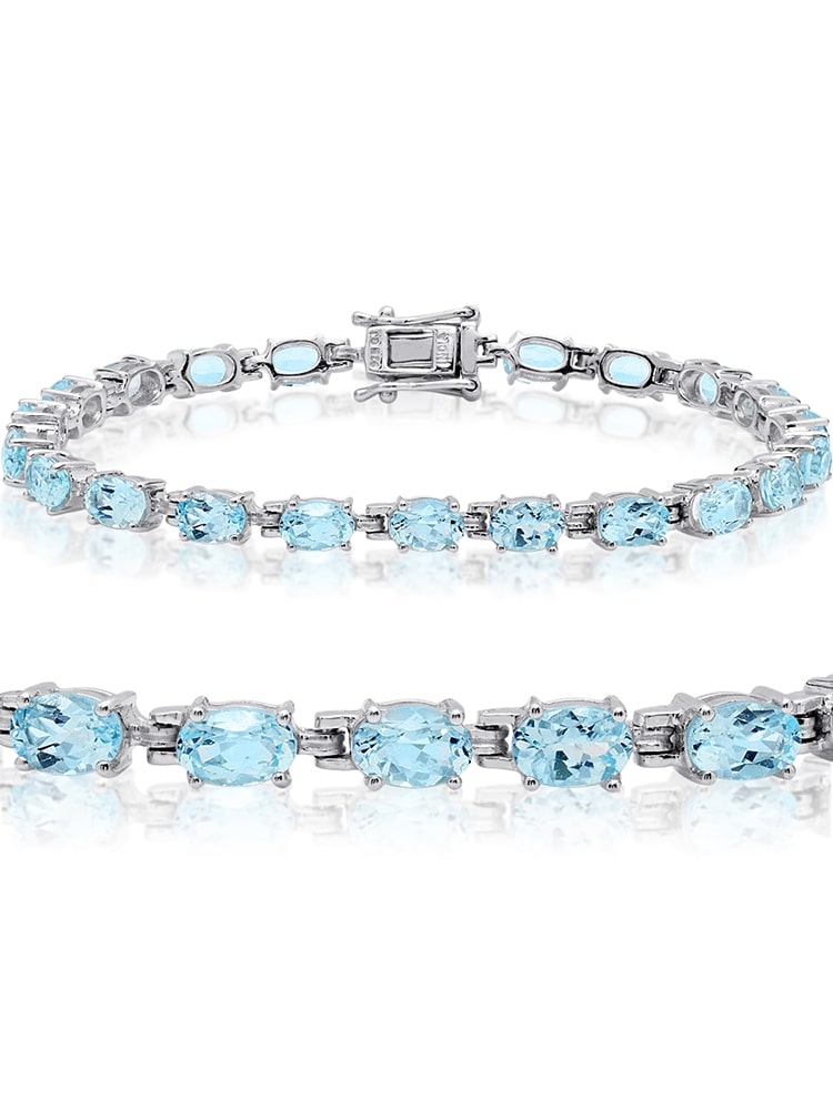 Blue Topaz Tennis Bracelet – 925 Sterling Silver-0