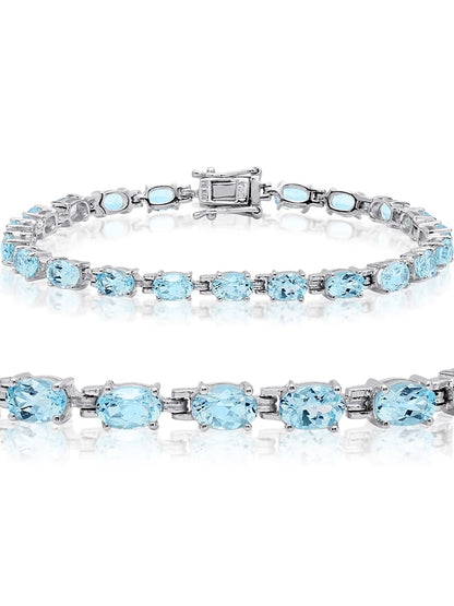 Blue Topaz Tennis Bracelet – 925 Sterling Silver-0