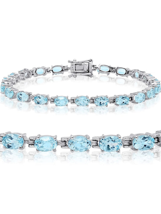 Blue Topaz Tennis Bracelet – 925 Sterling Silver-0