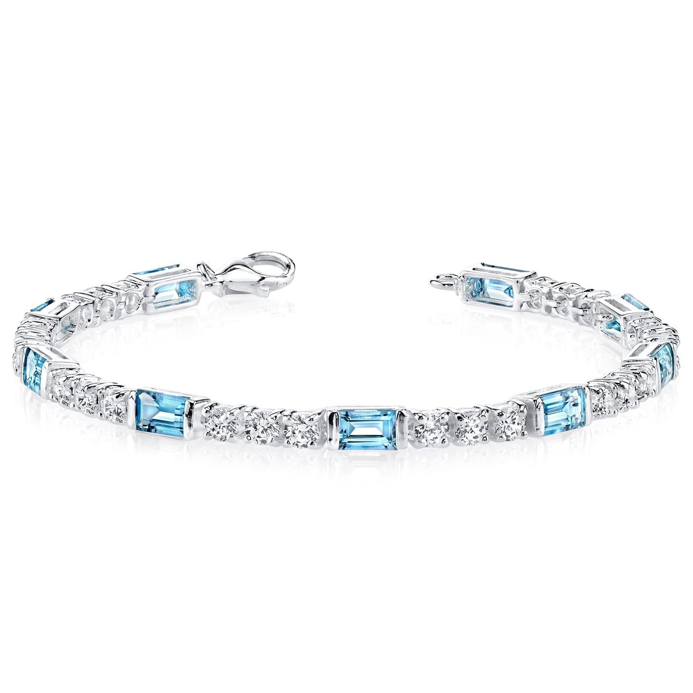 Blue Topaz Tennis Bracelet – 925 Sterling Silver-0