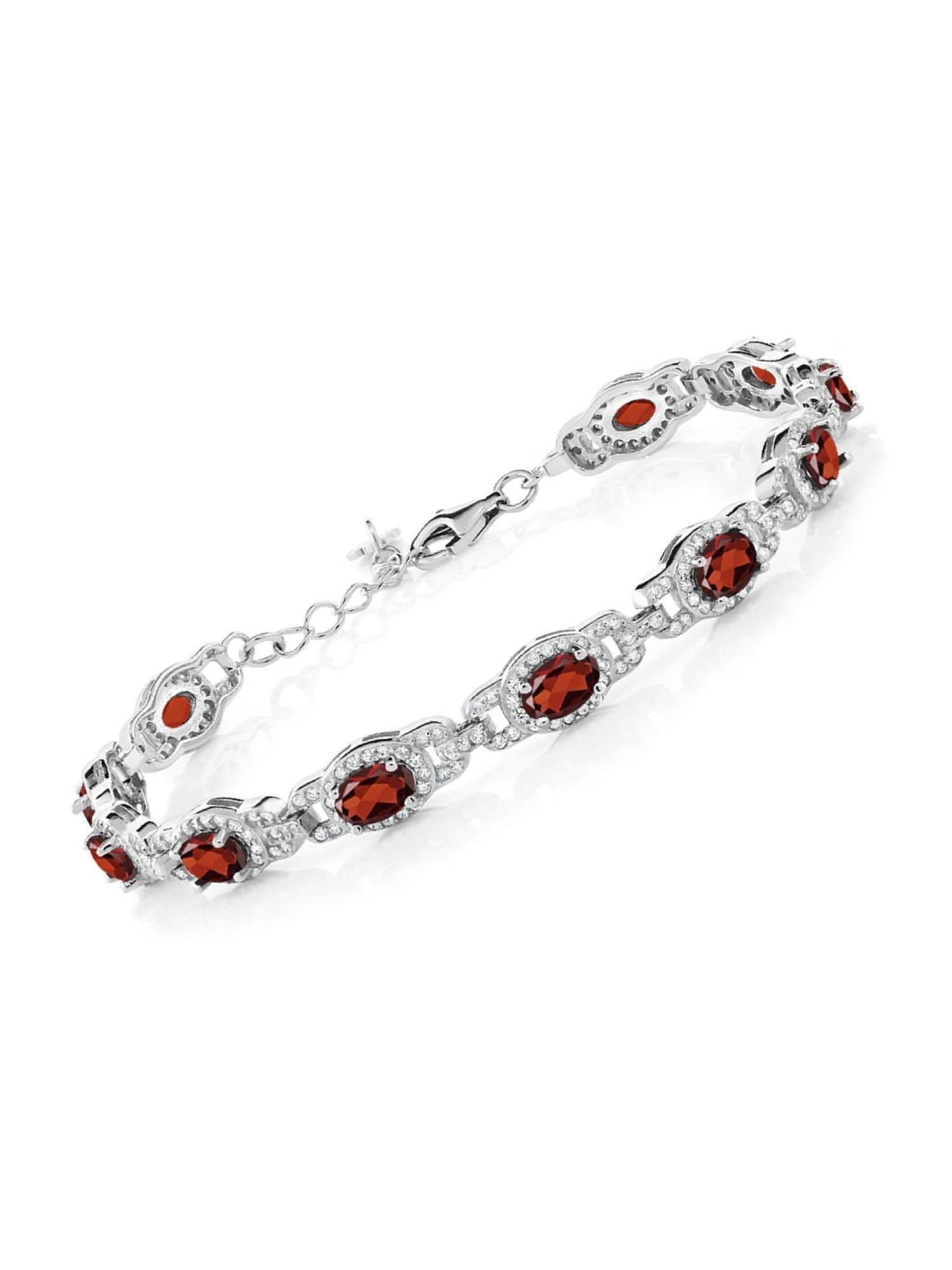 Garnet Tennis Bracelet – 925 Sterling Silver-0