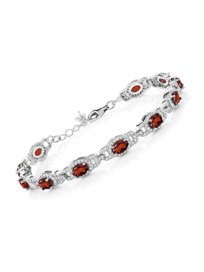 Garnet Tennis Bracelet – 925 Sterling Silver-0