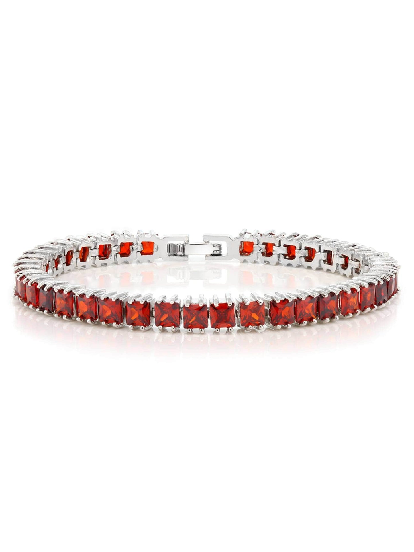 Garnet Tennis Bracelet – 925 Sterling Silver-0