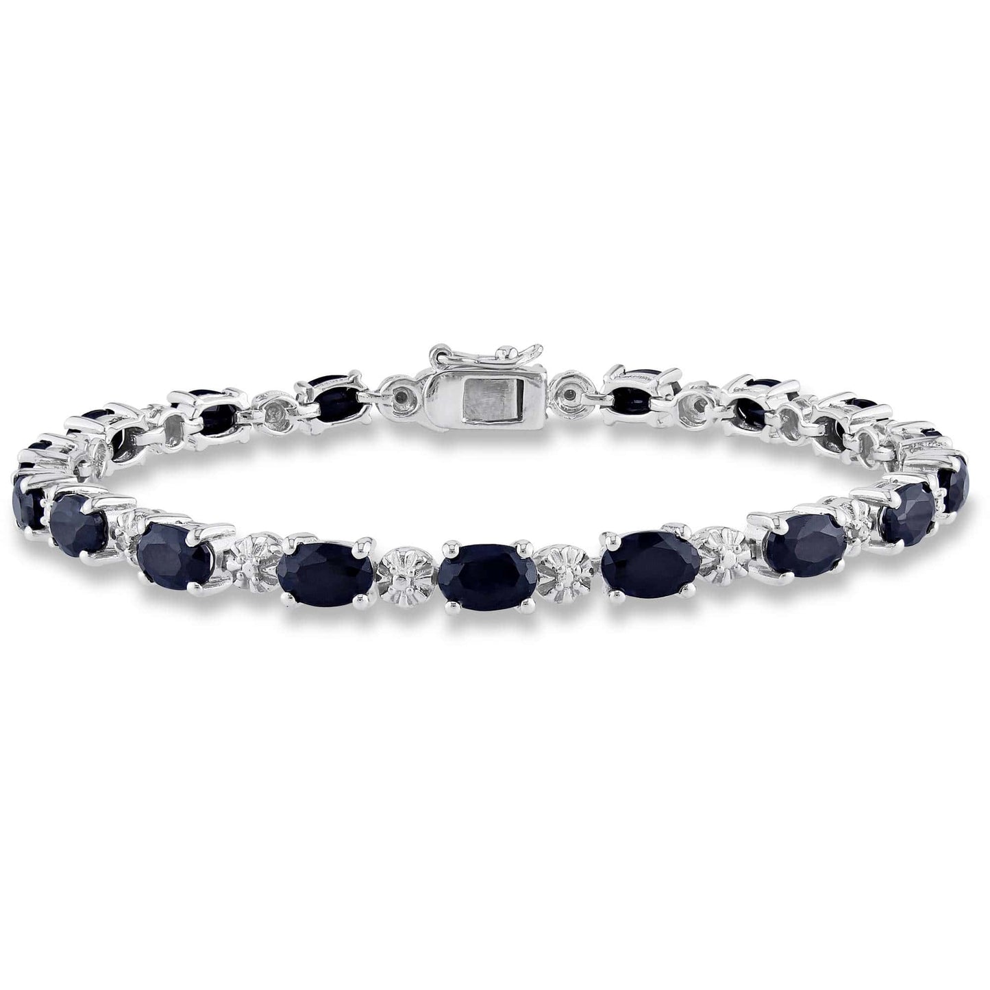 Blue Sapphire Tennis Bracelet – 925 Sterling Silver-0