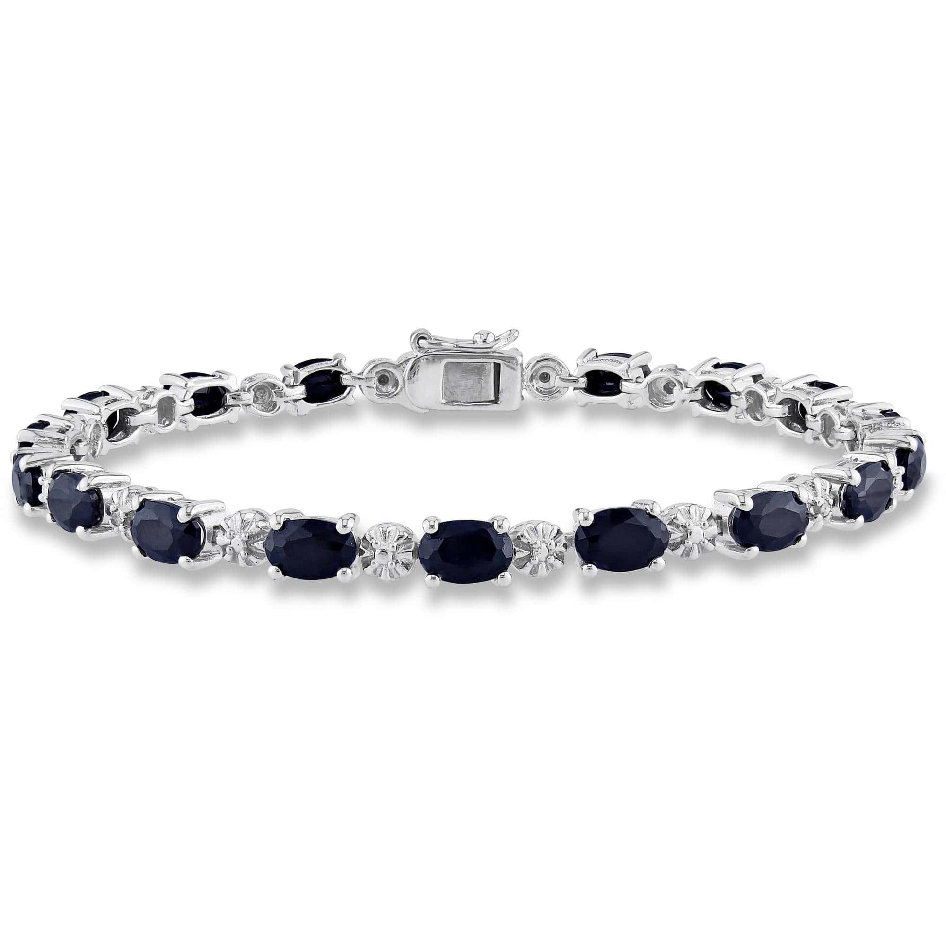 Blue Sapphire Tennis Bracelet – 925 Sterling Silver-0