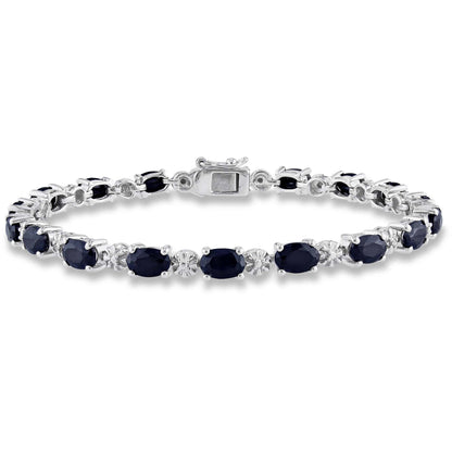 Blue Sapphire Tennis Bracelet – 925 Sterling Silver-0
