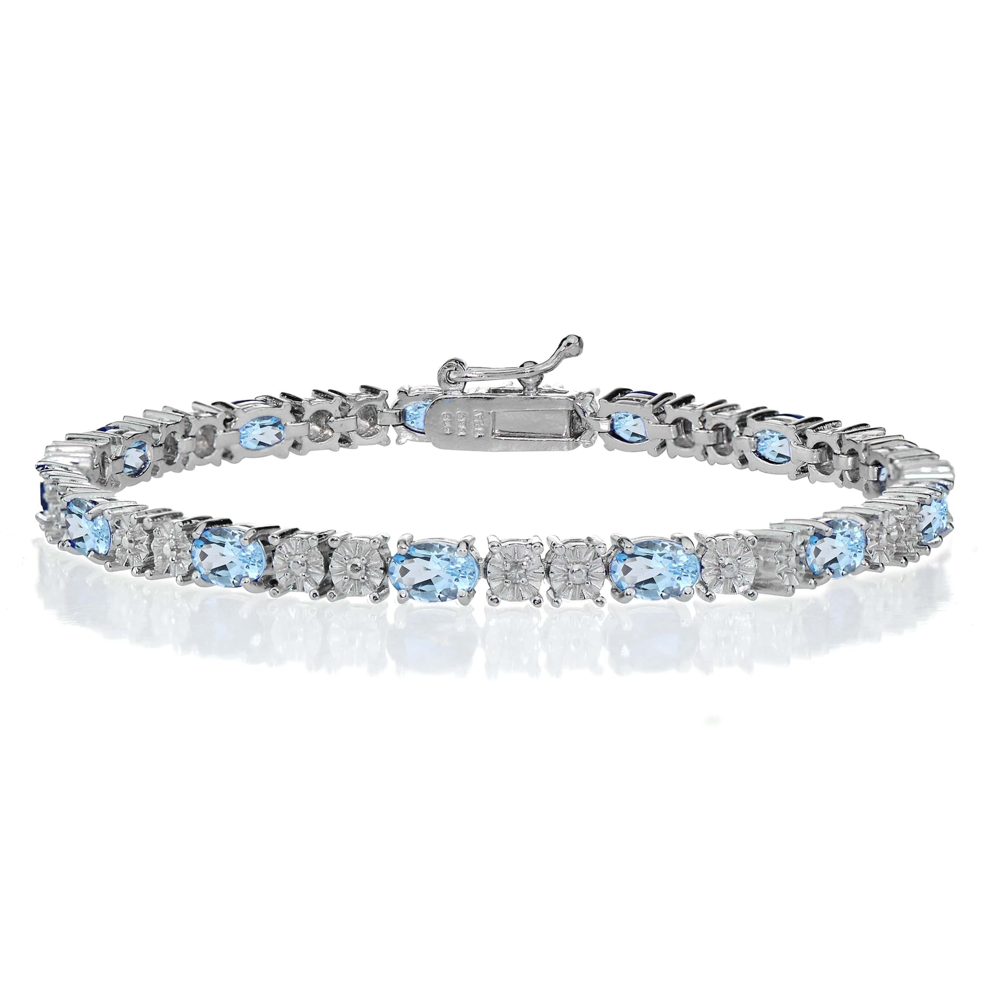 Blue Topaz Tennis Bracelet – 925 Sterling Silver-1