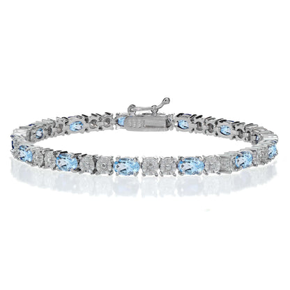 Blue Topaz Tennis Bracelet – 925 Sterling Silver-1