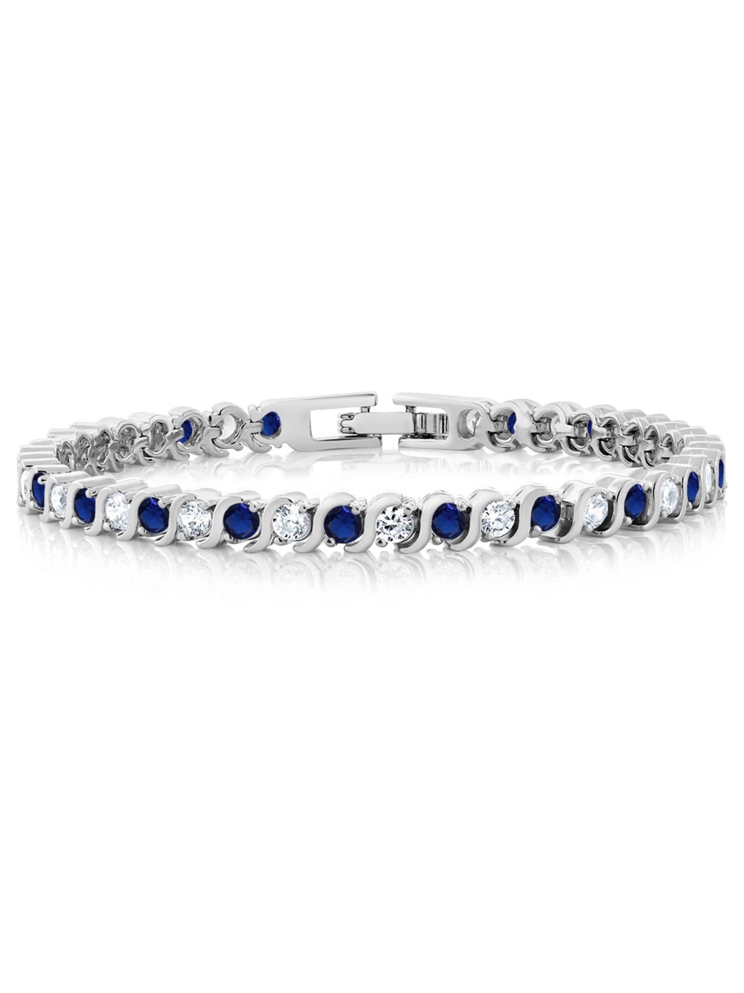 Blue Sapphire Tennis Bracelet – 925 Sterling Silver-0