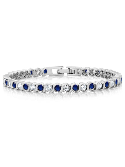 Blue Sapphire Tennis Bracelet – 925 Sterling Silver-0