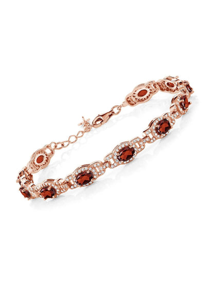 Garnet Tennis Bracelet – 925 Sterling Silver-0