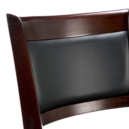 Cherry 29-inch Solid Wood Bar Stool with Faux Leather Swivel Seat-0