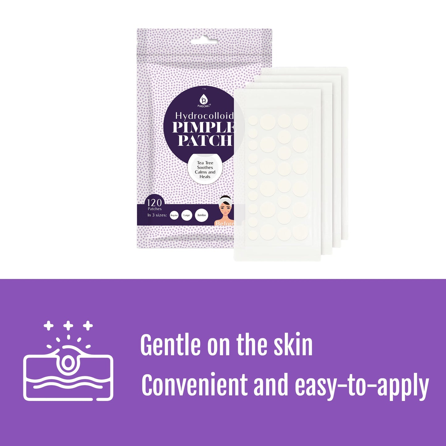 Hydrocolloid Pimple Patch, 120-Count, Multi Size Acne Solution 5 Pack-1