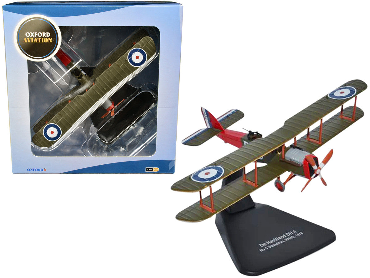 De Havilland DH4 Bomber Plane "5 Squadron Royal Naval Air Service" (1918) "Oxford Aviation" Series 1/72 Diecast Model Airplane by Oxford Diecast-2