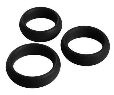 3 Piece Silicone Cock Ring Set - Black-0
