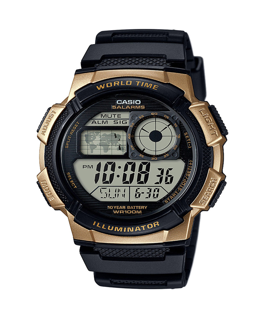 Casio Men's '10 Year Battery' Quartz Stainless Steel and Resin Watch, Color Black (Model: AE-1000W--0