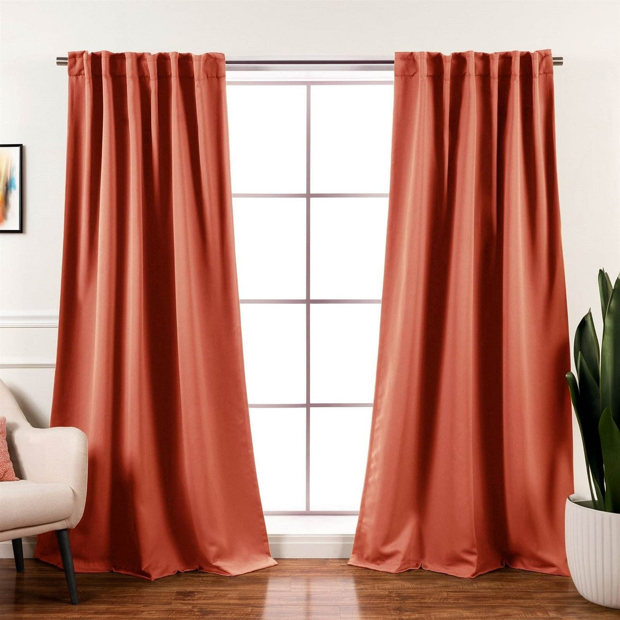 52 x 84 inch Solid Orange Apricot Thermal Blackout Curtain Panels - Set of 2-2