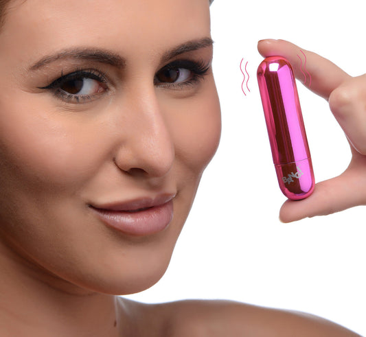 10X Rechargeable Vibrating Metallic Bullet - Pink-0