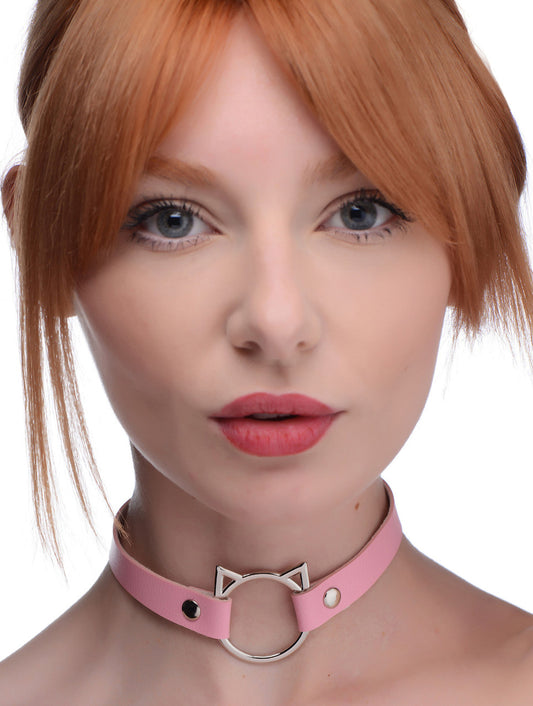 Kinky Kitty Ring Slim Choker - Pink-0