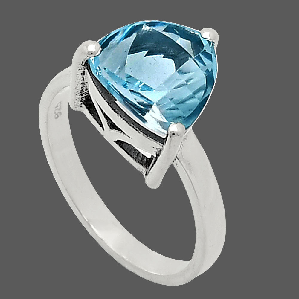 Fancy Cut Natural Gemstones Trillion Shape 925 Silver Ring s.6-10 R-1019 AGR1002-3