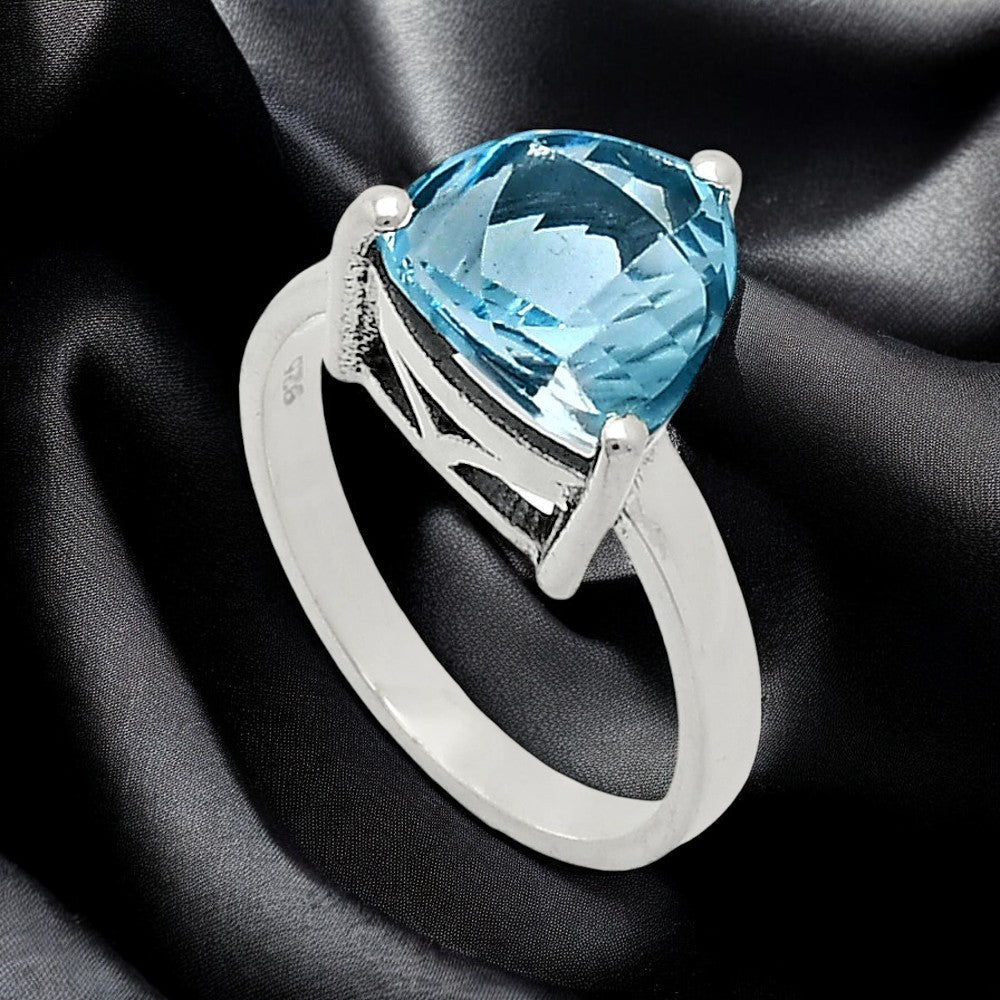 Fancy Cut Natural Gemstones Trillion Shape 925 Silver Ring s.6-10 R-1019 AGR1002-4