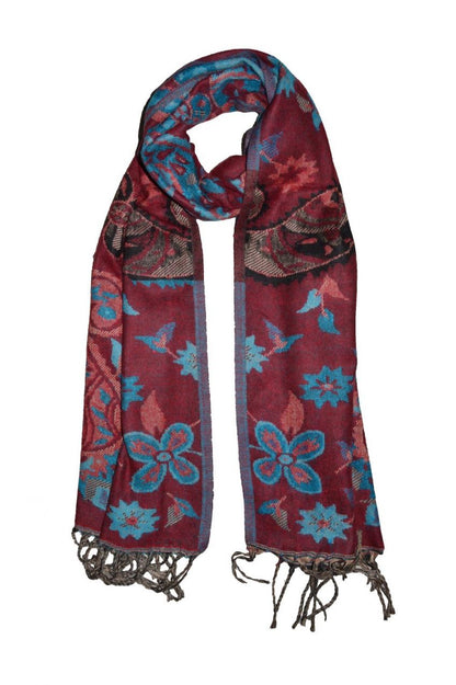 Acrylic Red and Turquoise Reversible Scarf-1