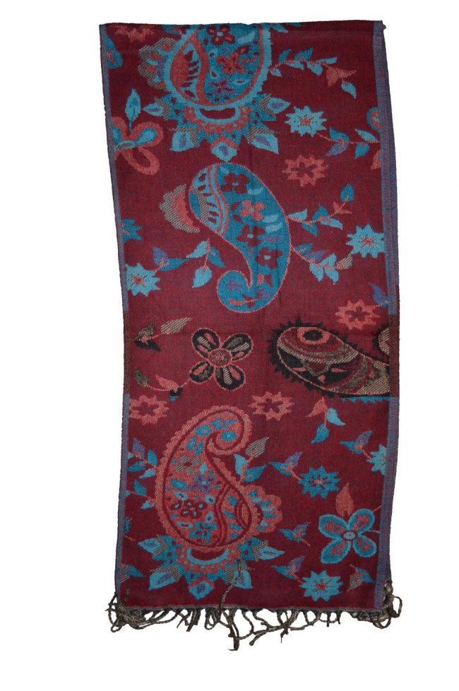 Acrylic Red and Turquoise Reversible Scarf-2