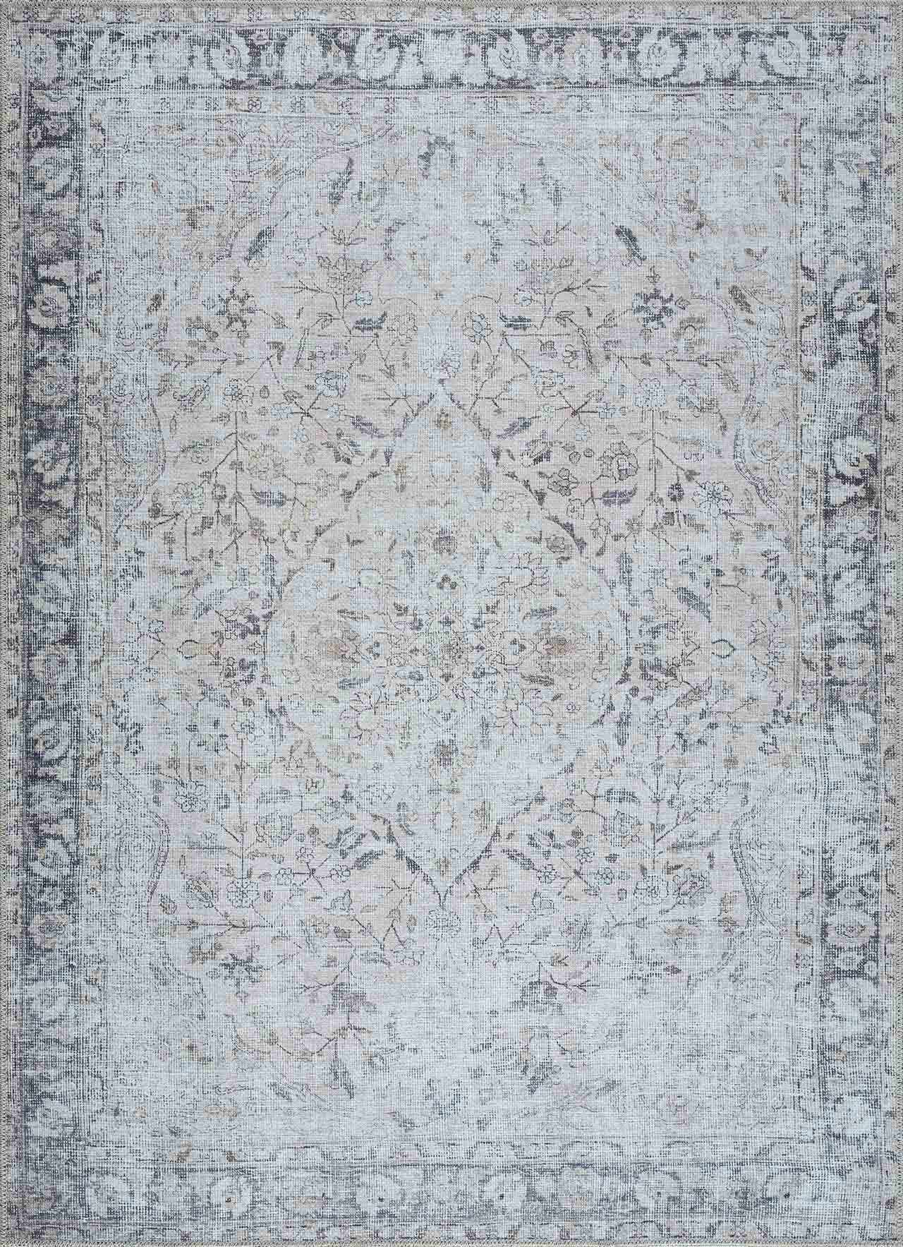 Haile Green & Pink Washable Area Rug-1
