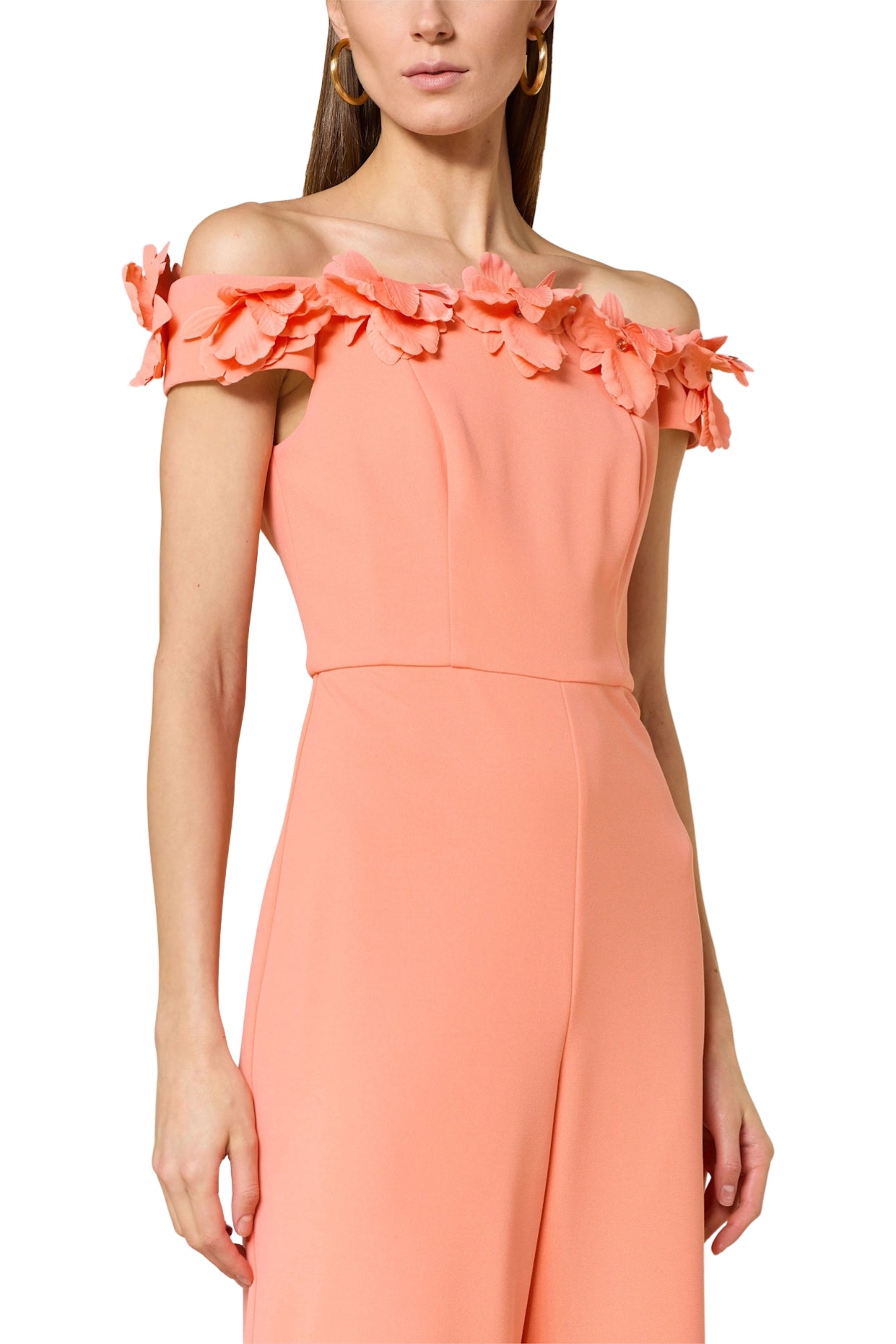 Adrianna Papell Off-The-Shoulder Back Zipper Closure Wide Leg Jumpsuit Dress-2