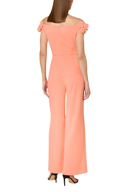 Adrianna Papell Off-The-Shoulder Back Zipper Closure Wide Leg Jumpsuit Dress-1