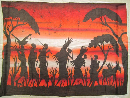 Masai Warrior Sunset Scene Batik Art 02-0