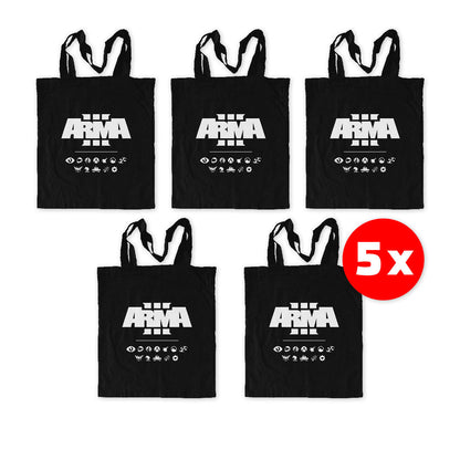 ARMA 3 - ECO FRIENDLY TOTE SHOPPING BAG | 5 PACK | BLACK-0