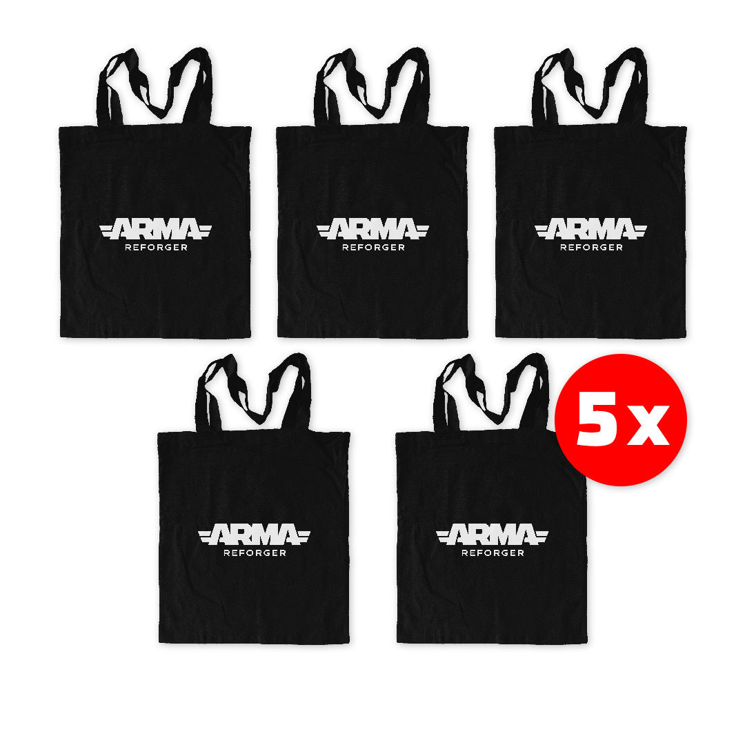 ARMA REFORGER - ECO FRIENDLY TOTE SHOPPING BAG | 5 PACK | BLACK-0