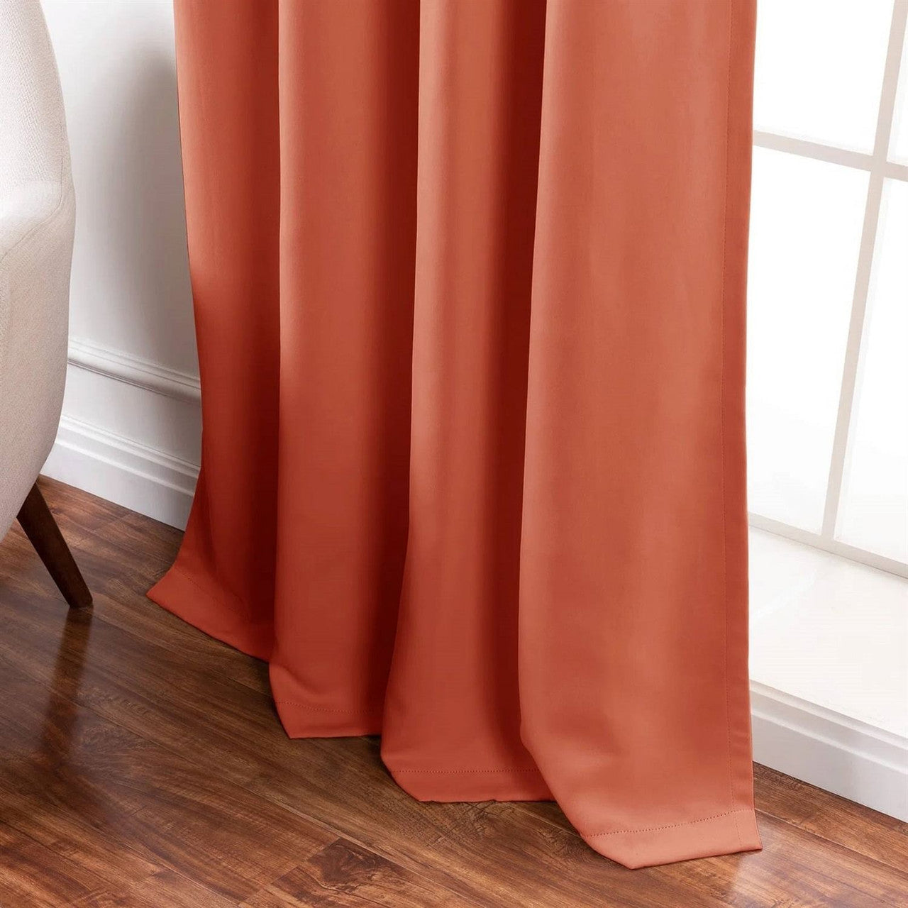 52 x 96 inch Solid Orange Apricot Thermal Blackout Curtain Panels - Set of 2-1