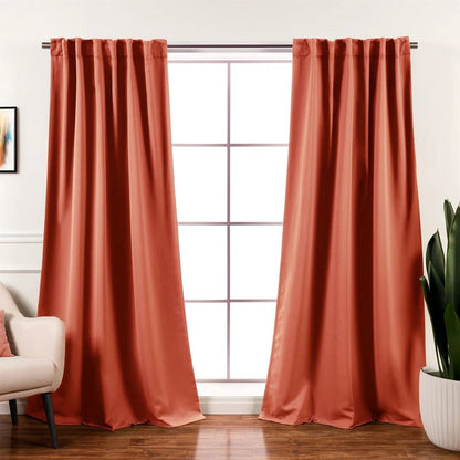 52 x 96 inch Solid Orange Apricot Thermal Blackout Curtain Panels - Set of 2-2