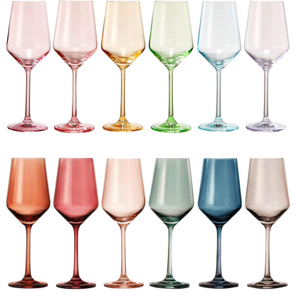 Make Your Own Set Wine Glass SINGLE, Colorful Purple Colored Large 12 oz Glass, Unique Italian Style Tall for White & Red Wine, Gifts for Mothers Day Gift, Set of 1 Beautiful Glassware (Purple)-0
