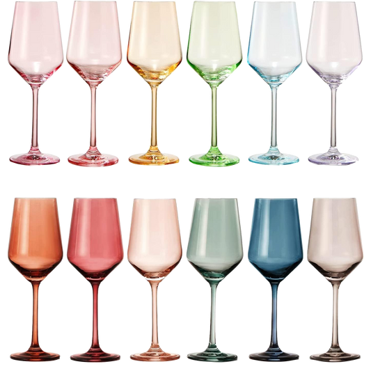 Make Your Own Set Wine Glass SINGLE, Colorful Purple Colored Large 12 oz Glass, Unique Italian Style Tall for White & Red Wine, Gifts for Mothers Day Gift, Set of 1 Beautiful Glassware (Purple)-0