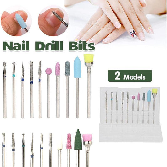 10Pcs Diamond Nail Drill Bits Set - Electric Manicure and Pedicure Tool-0