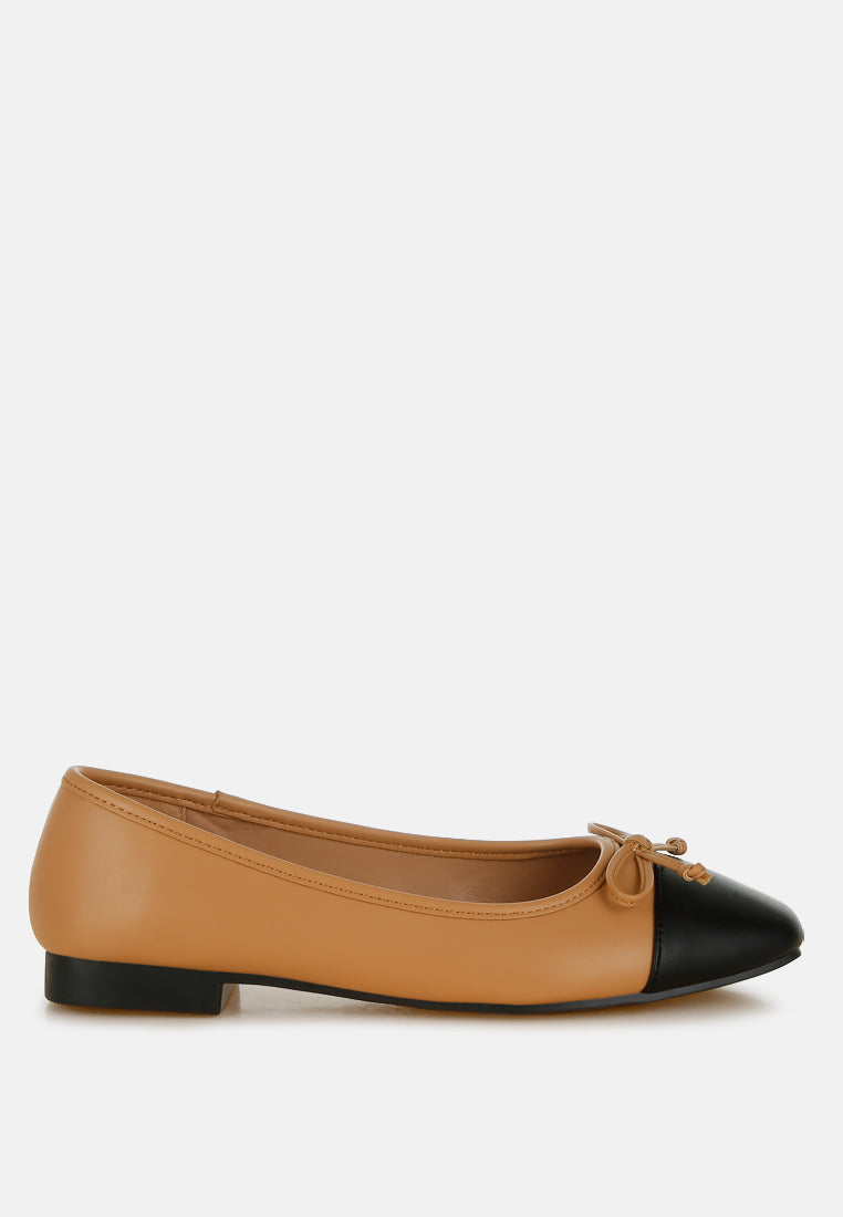 Acino Faux Leather Bow Detail Ballerinas-0