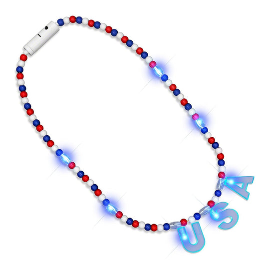 Acrylic USA Red White and Blue LED Necklace-0